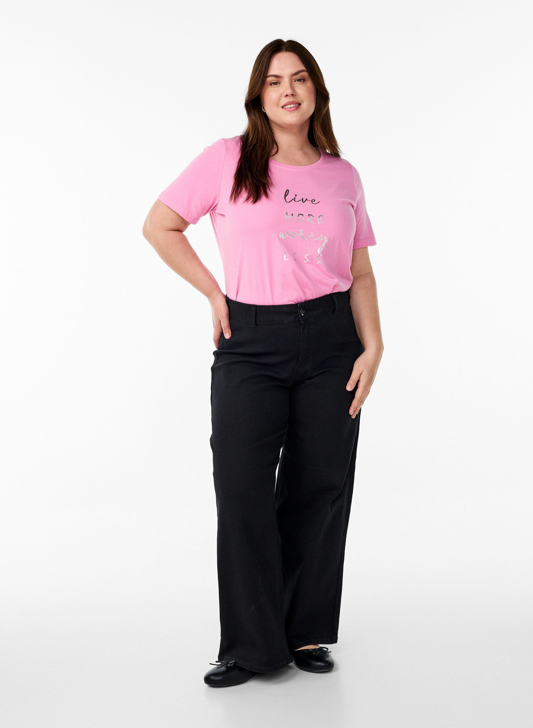 Zizzi FLASH - T-Shirt mit Print, Pink, Model image number 1