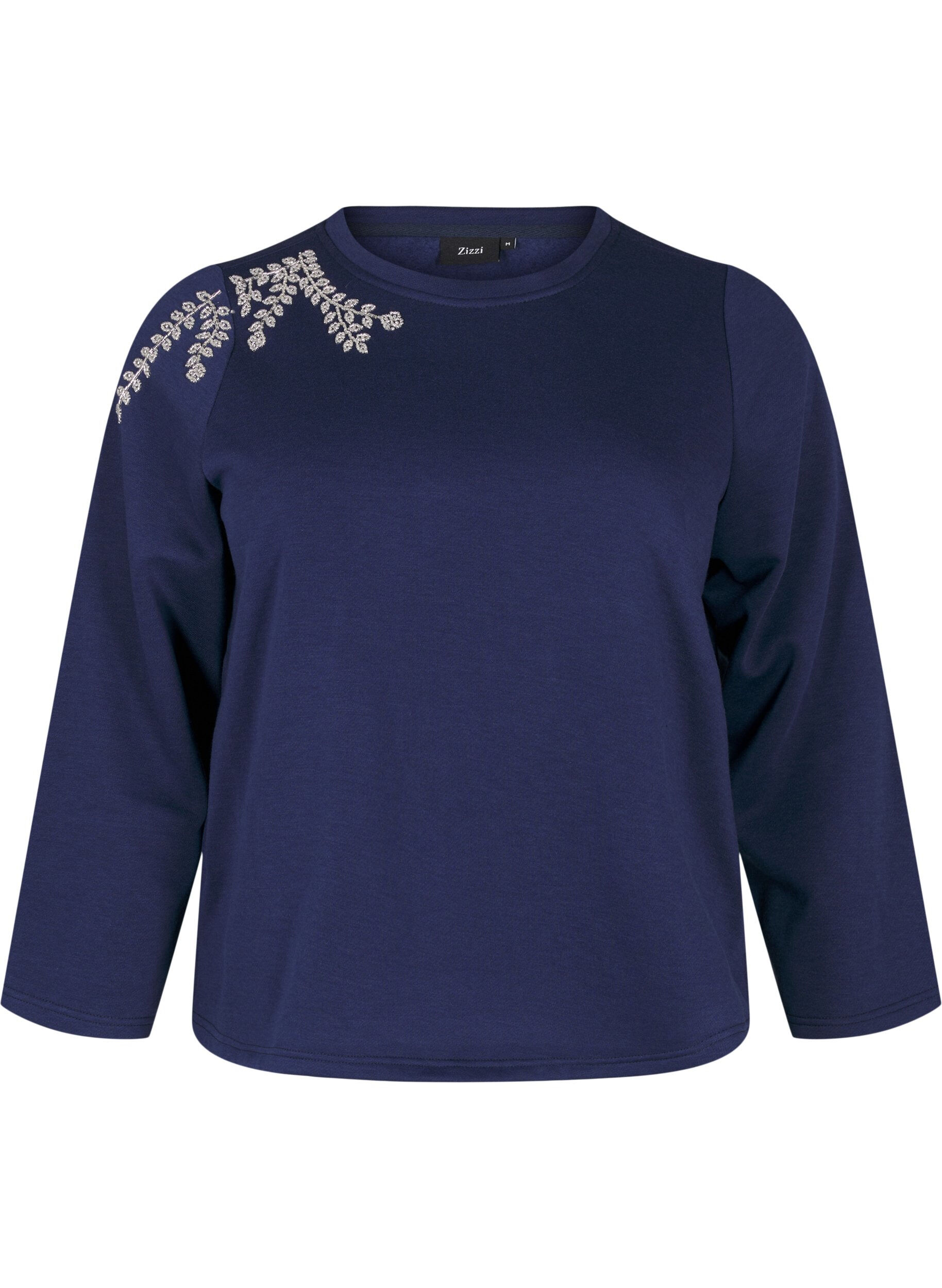 Zizzi Kurzer Sweatshirt mit Perlendetails, Blau, Packshot image number 0