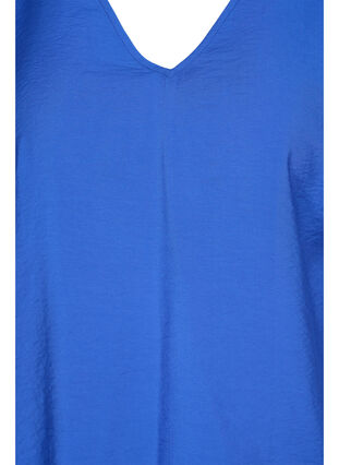 Viskose Bluse mit kurzen Ärmeln und V-Ausschnitt, Dazzling Blue, Packshot image number 2