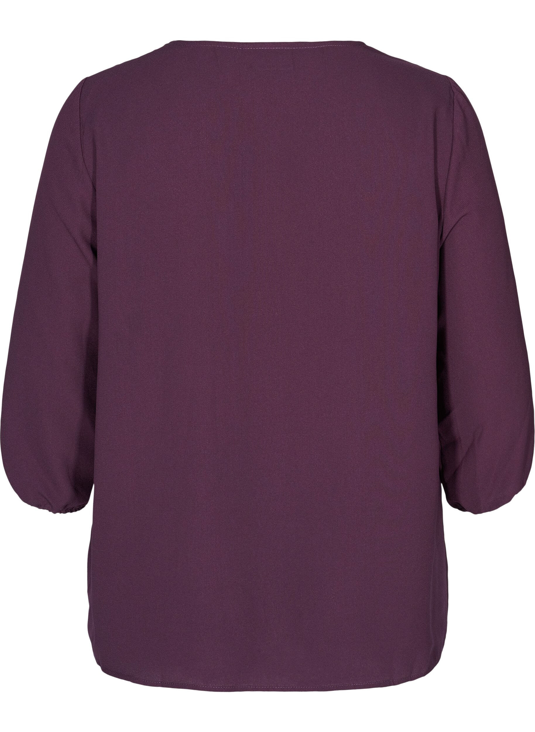 Zizzi Einfarbige Bluse mit Spitze und 3/4-&Auml;rmeln, Plum Perfect, Packshot image number 1