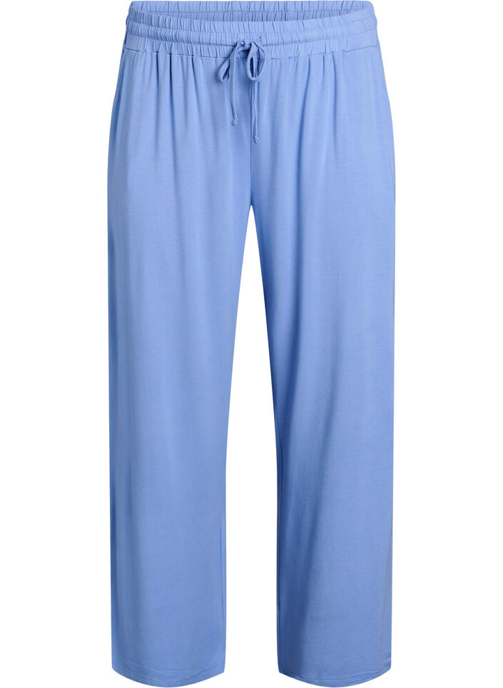Lockere Nachthose aus Viskose-Jersey mit Taschen, Blau, Packshot image number 0