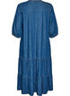 Maxikleid aus Denim mit ger&uuml;schten Stufen, Blau, Packshot image number 1