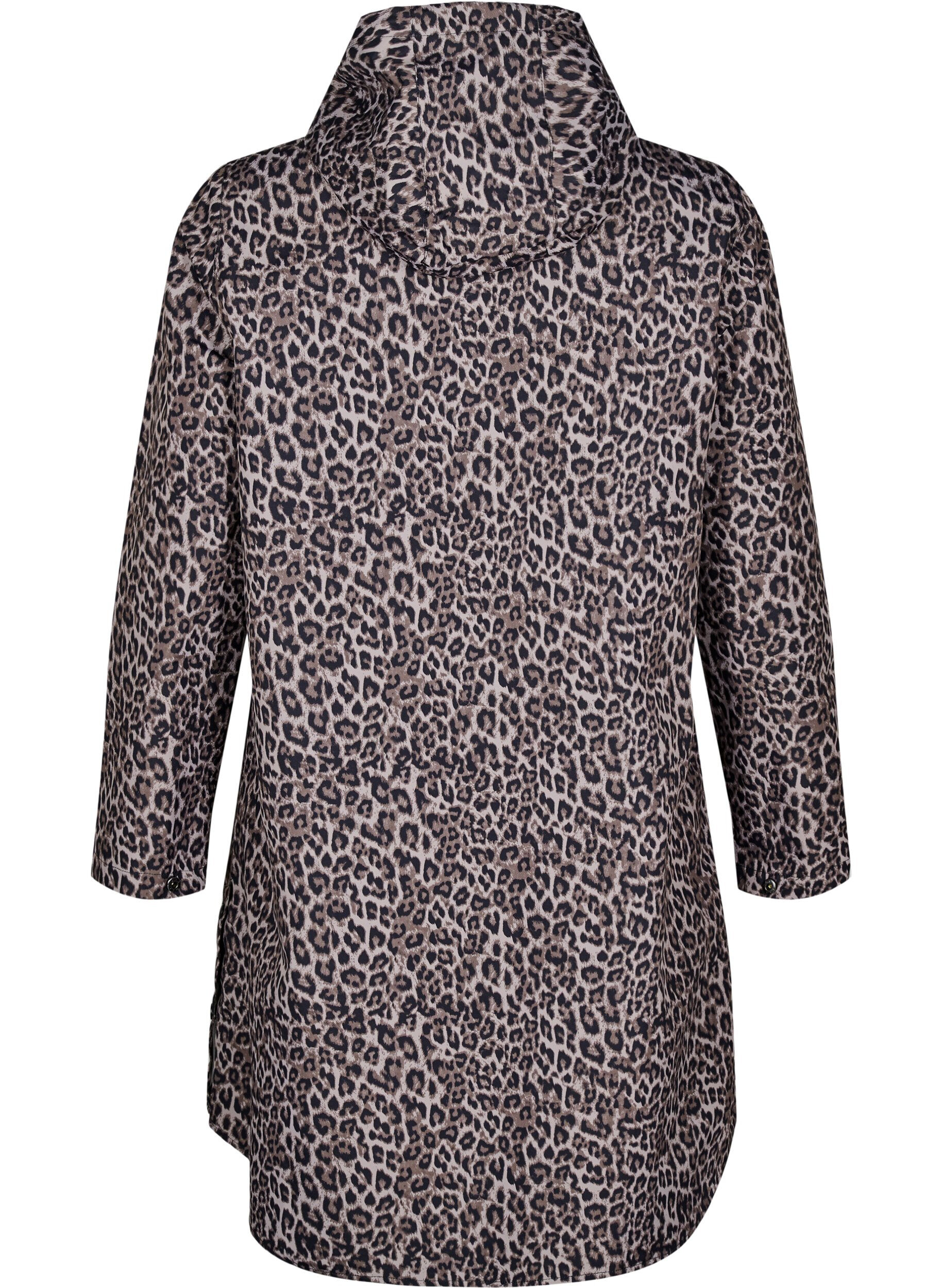 Zizzi Regenjacke mit Taschen und Kapuze, Braun, Packshot image number 1