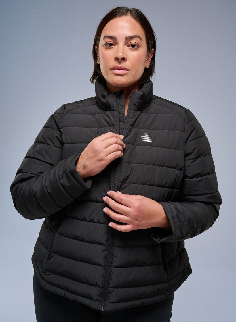 Sportliche, wattierte Jacke mit Stehkragen und Taschen, Schwarz, Image image number 0