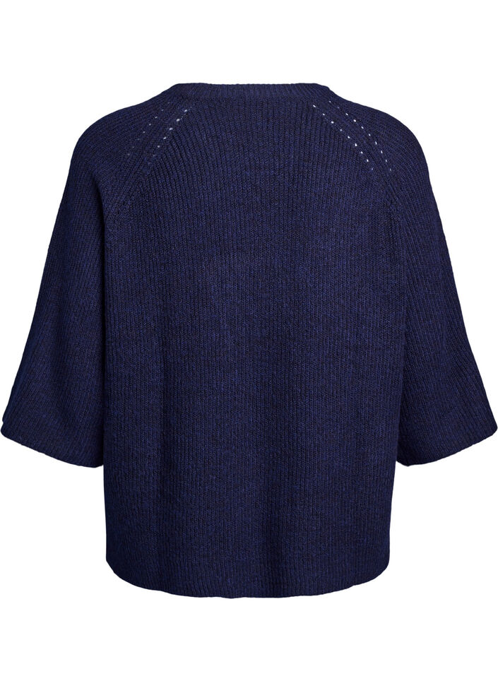 Ripppullover mit 3/4-&Auml;rmeln, Blau, Packshot image number 1