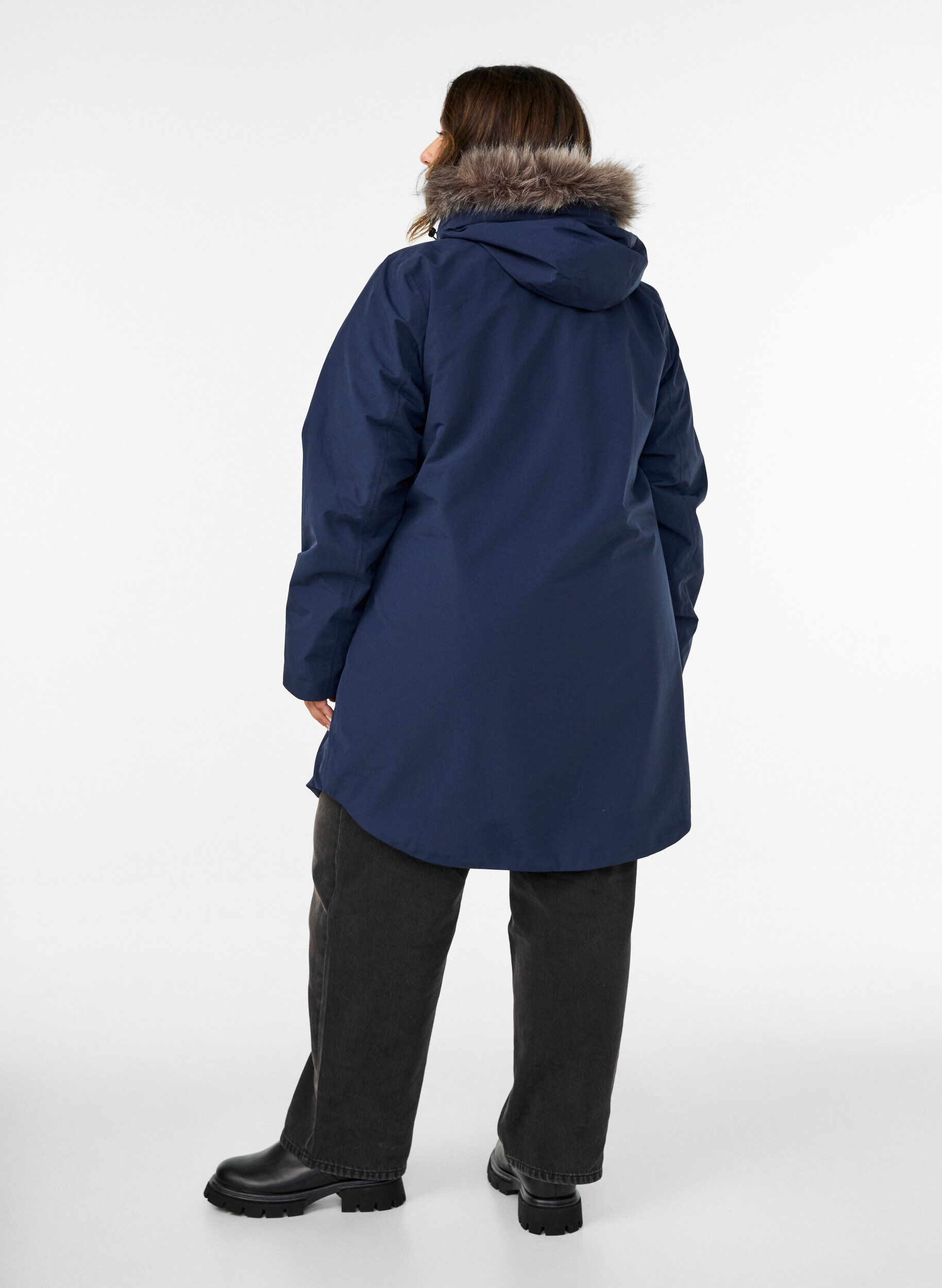 ZizziWasserdichter Parka mit Kapuze, Blau, Model image number 2