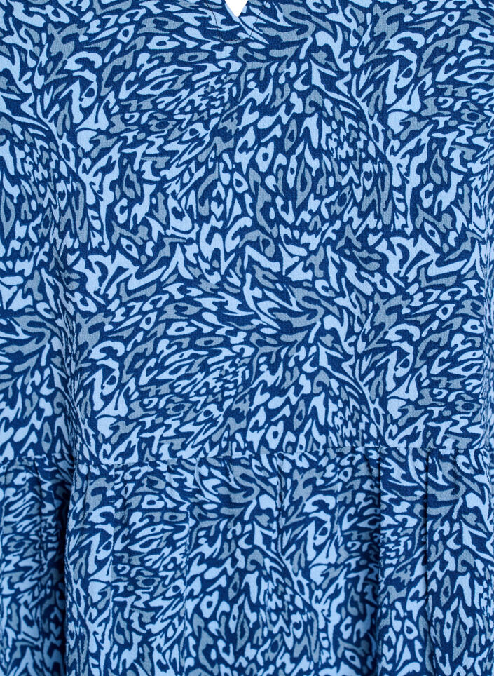 Kurzarmkleid in A-Linienform mit Schnittlinien, Blau, Packshot image number 2