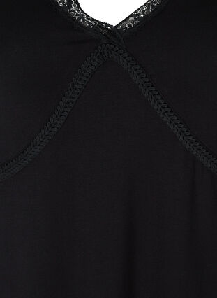 Viskosenachthemd mit V-Ausschnitt, Black, Packshot image number 2