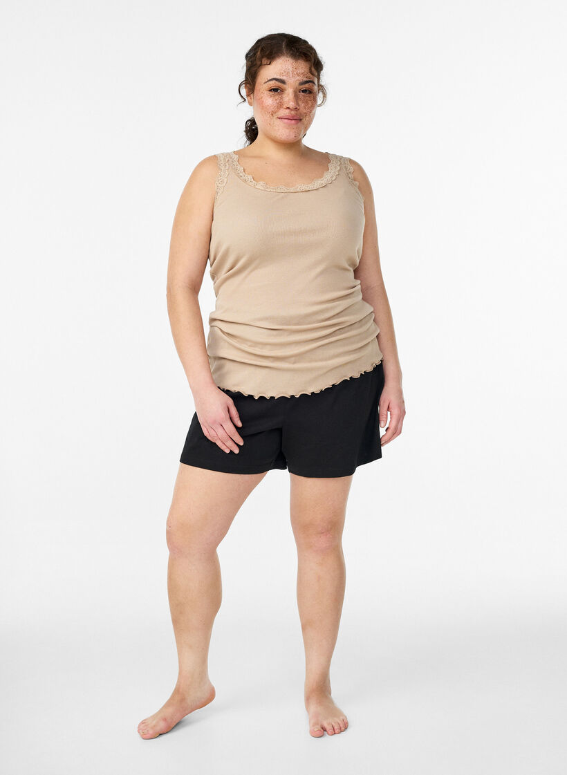 Top mit Spitzen, Beige, Model image number 1