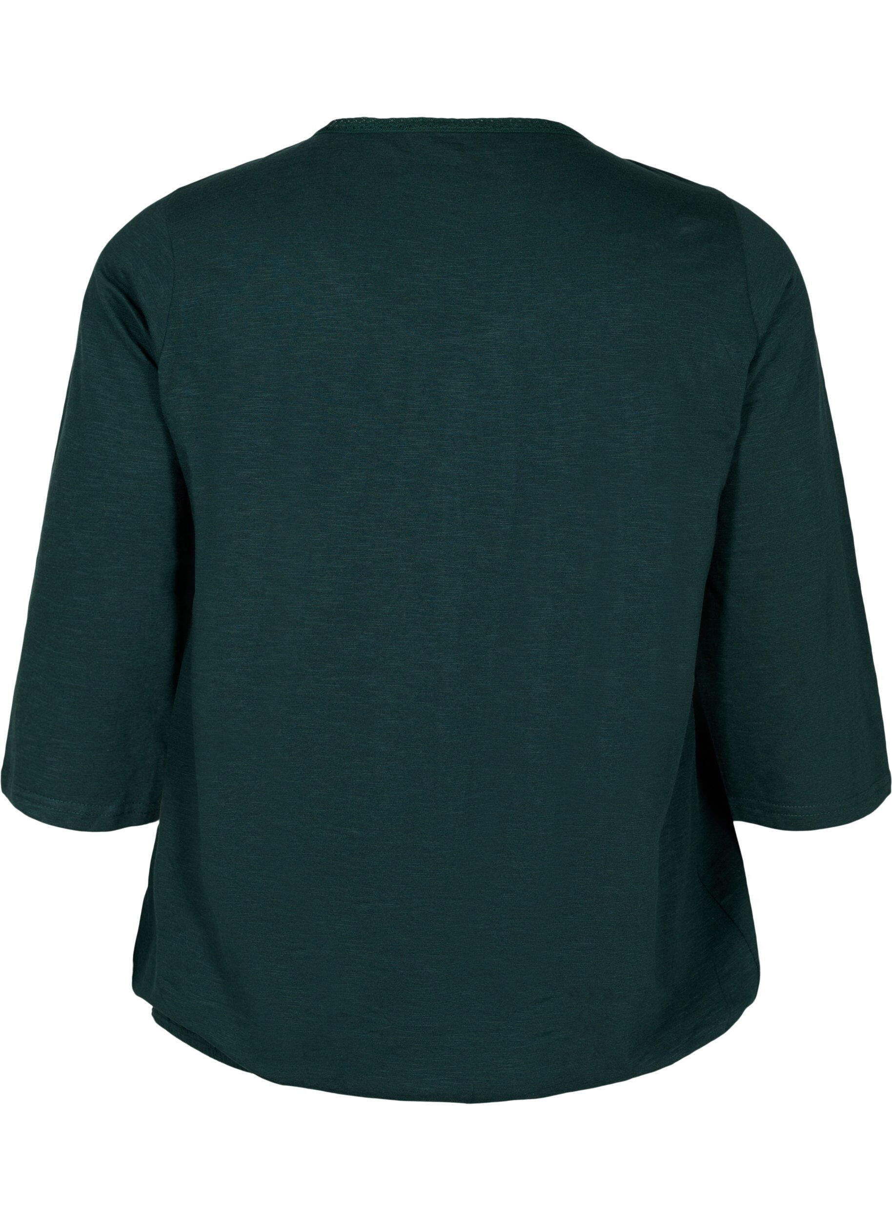 Zizzi Baumwollbluse mit 3/4 &Auml;rmeln, Scarab, Packshot image number 1