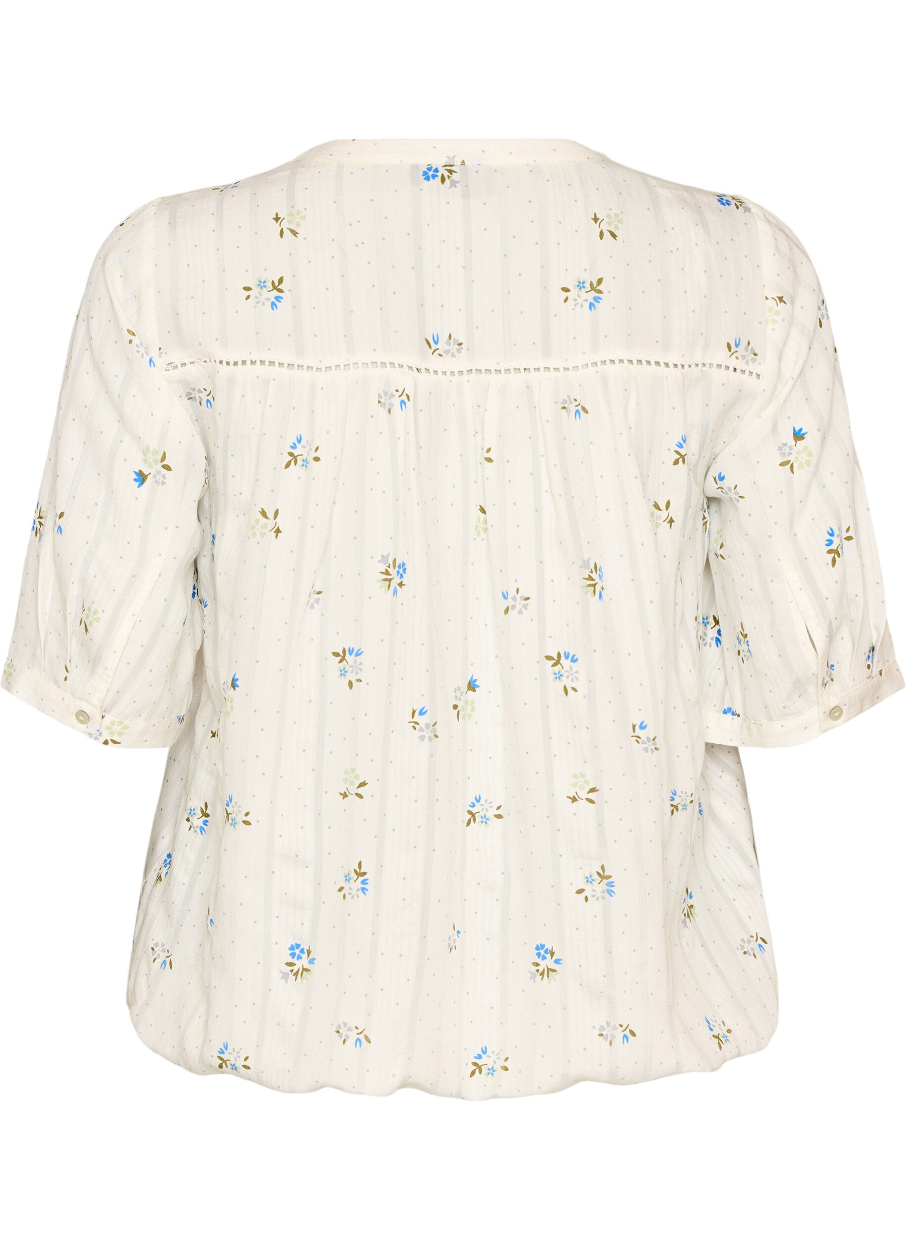 ZizziBluse mit Print und 1/2-&Auml;rmeln, Vanille, Packshot image number 1