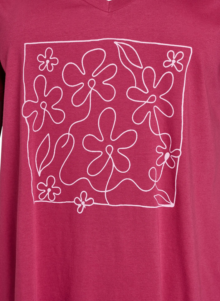 Organische Baumwoll-Nachthemd mit V-Ausschnitt, Rot, Packshot image number 2