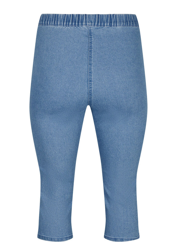 FLASH - Hoch taillierte Capri-Hose aus Denim mit Slim Fit, Blau, Packshot image number 1