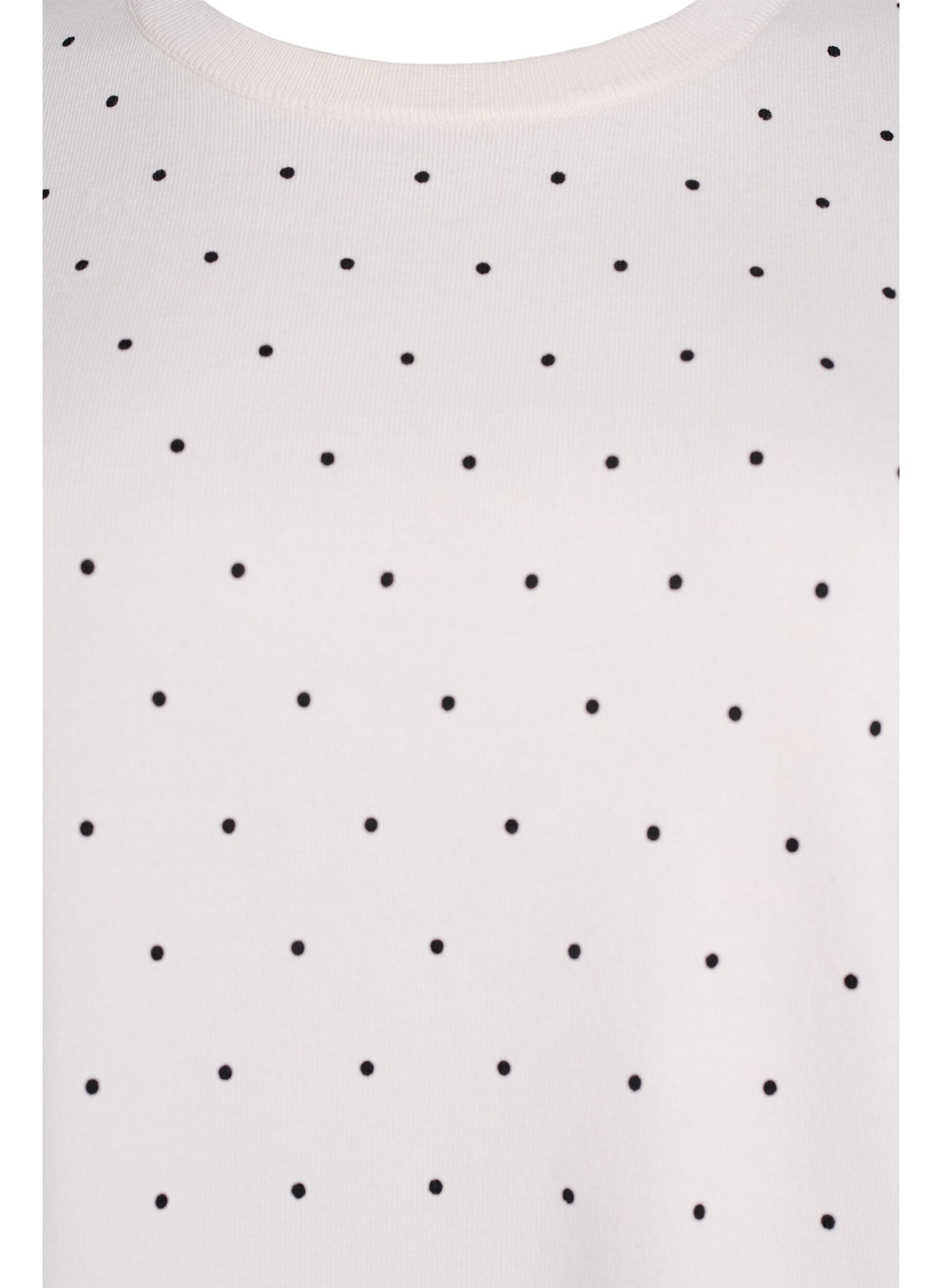 Zizzi Stricktop mit Polka-Dot-Muster und kurzen &Auml;rmeln, Wei&szlig;, Packshot image number 2