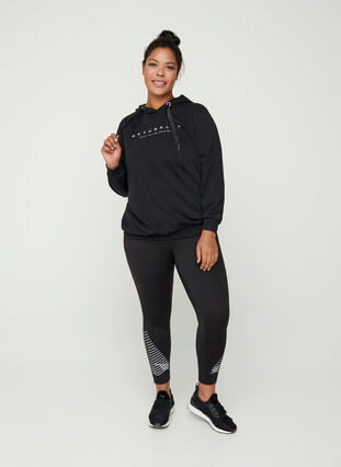 Sweatshirt mit Kapuze und Print, Black, Model image number 2