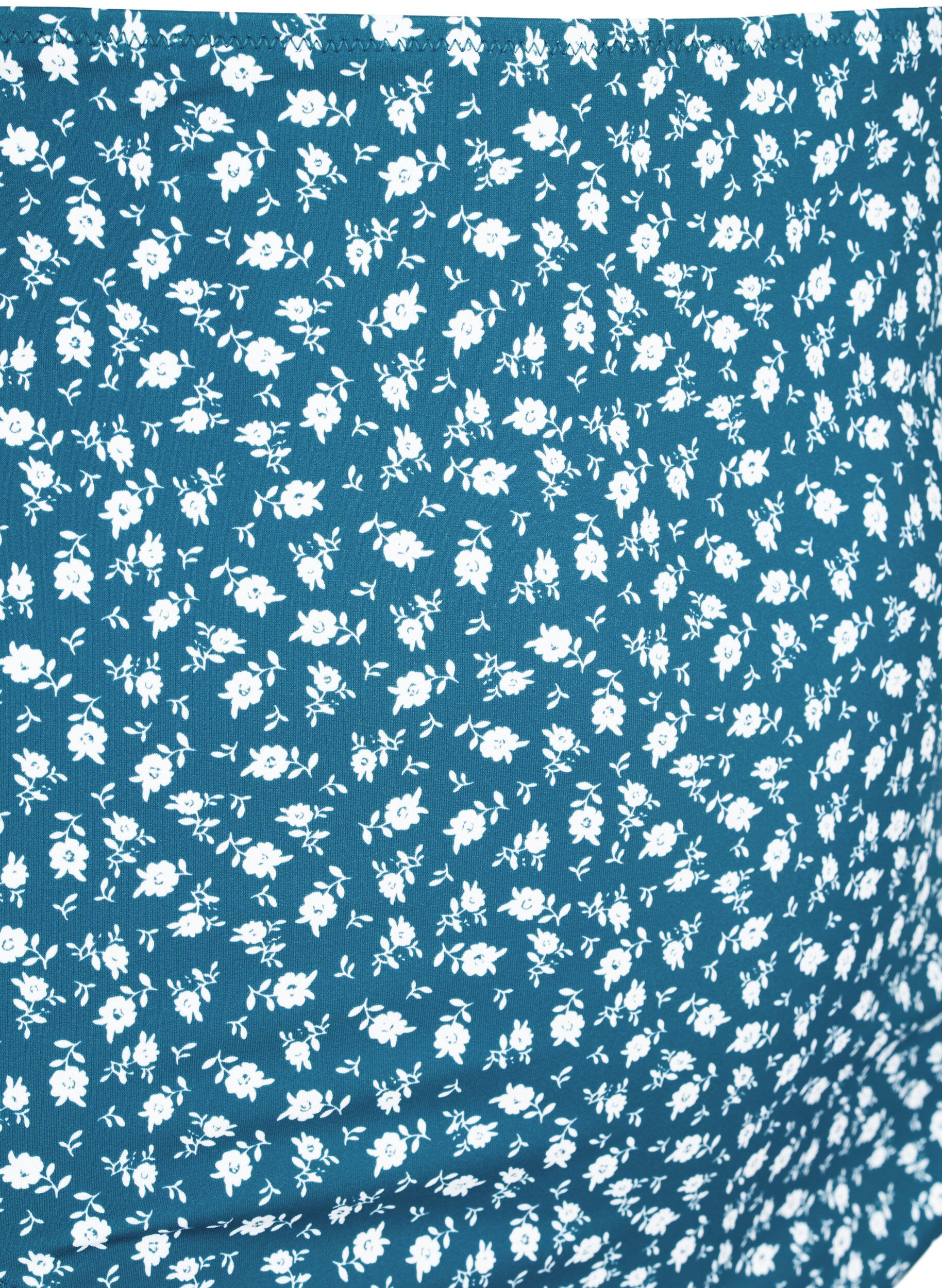Zizzi Extra hoch taillierte Bikini-Hose mit Blumenprint, Petrol, Packshot image number 2
