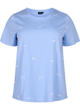 T-Shirt aus Bio-Baumwolle mit Herzen, Serenity W. Bow Emb., Packshot image number 0