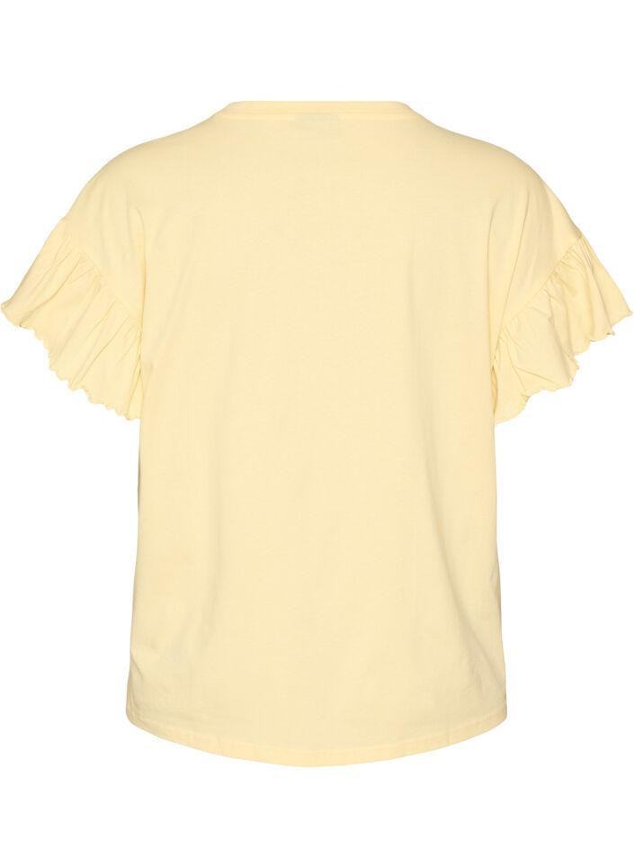 T-Shirt aus Bio-Baumwolle mit R&uuml;schen&auml;rmeln, Gelb, Packshot image number 1