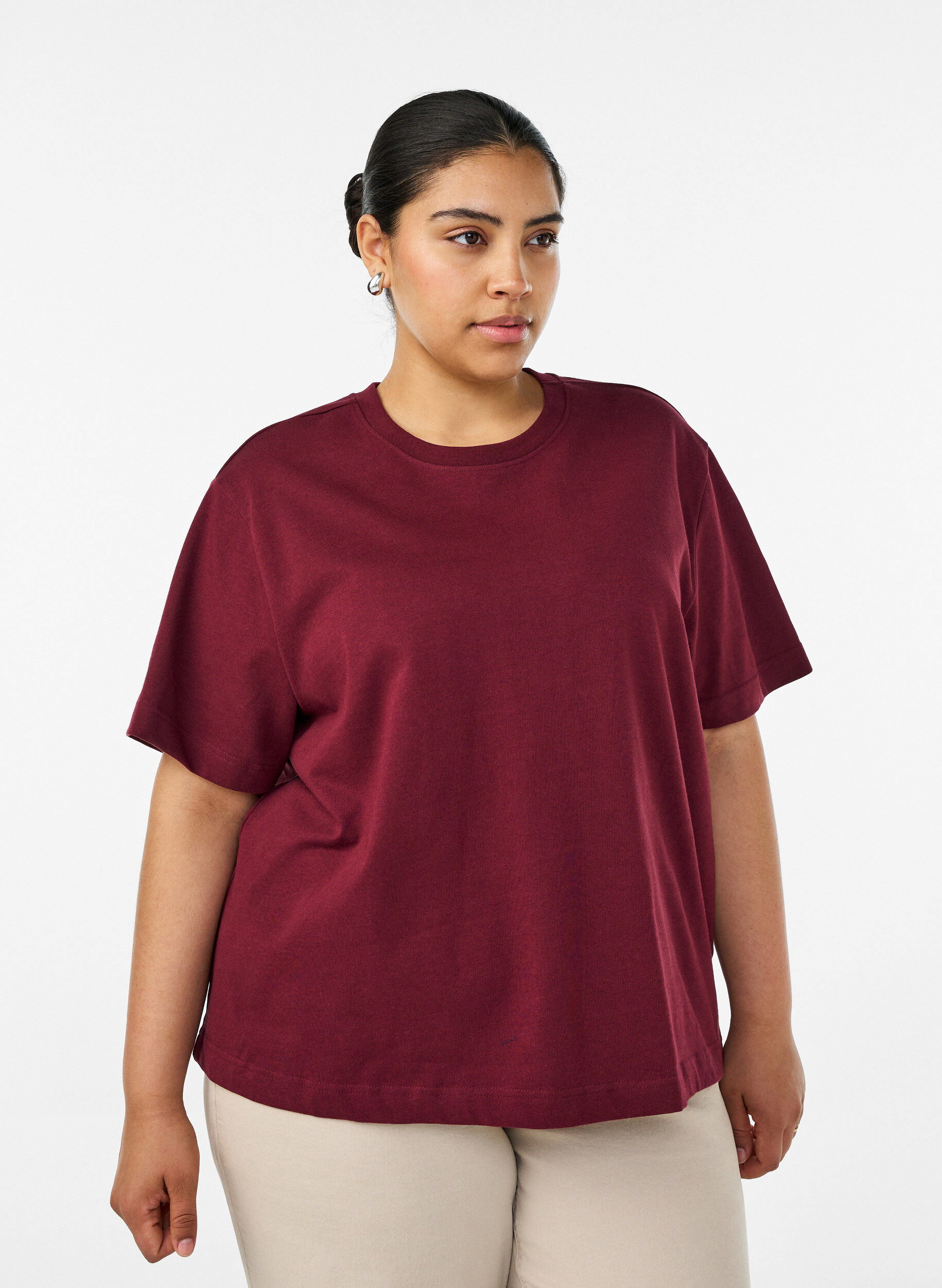 ZizziKastiges T-Shirt aus Baumwolle, Rot, Model image number 0