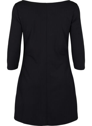 Kleid mit Drapierung und 3/4-Ärmeln, Black, Packshot image number 1