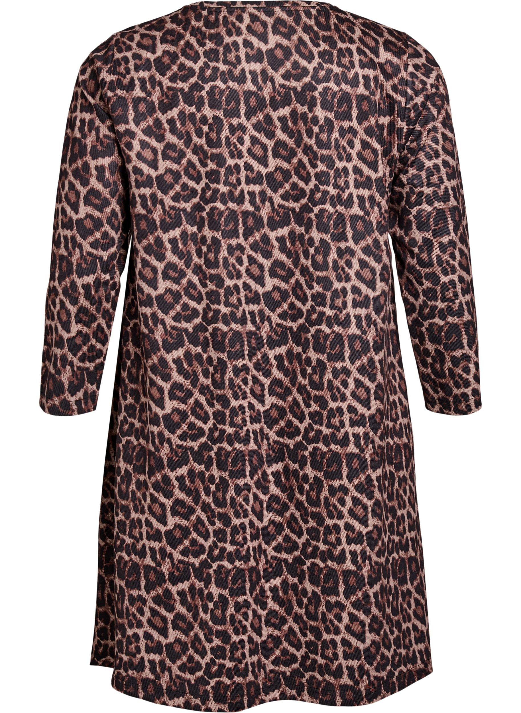 Zizzi Kurzes A-Linien-Kleid mit 7/8-&Auml;rmeln, Braun, Packshot image number 1