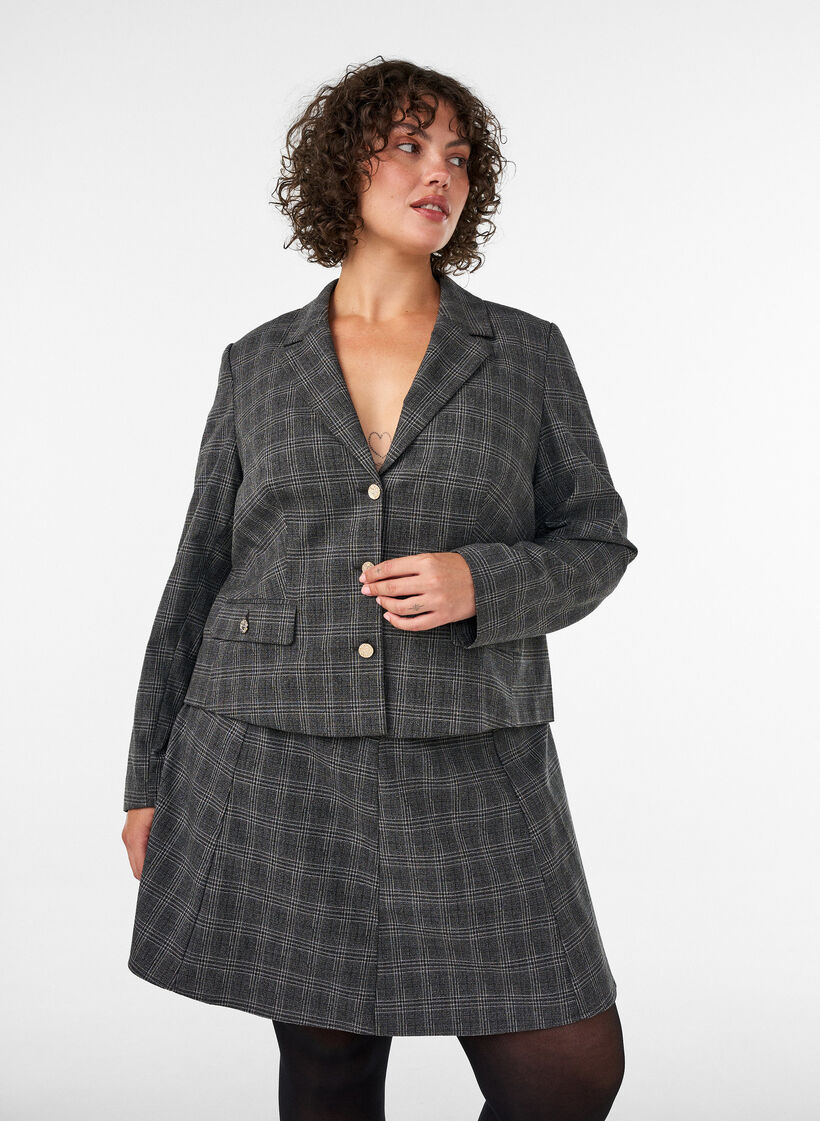 Kurzer A-Linien-Rock, Grau, Model image number 0