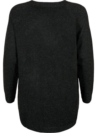 Gestrickter Melange-Pullover mit Perlenknöpfen an den Seiten	, Dark Grey Melange, Packshot image number 1