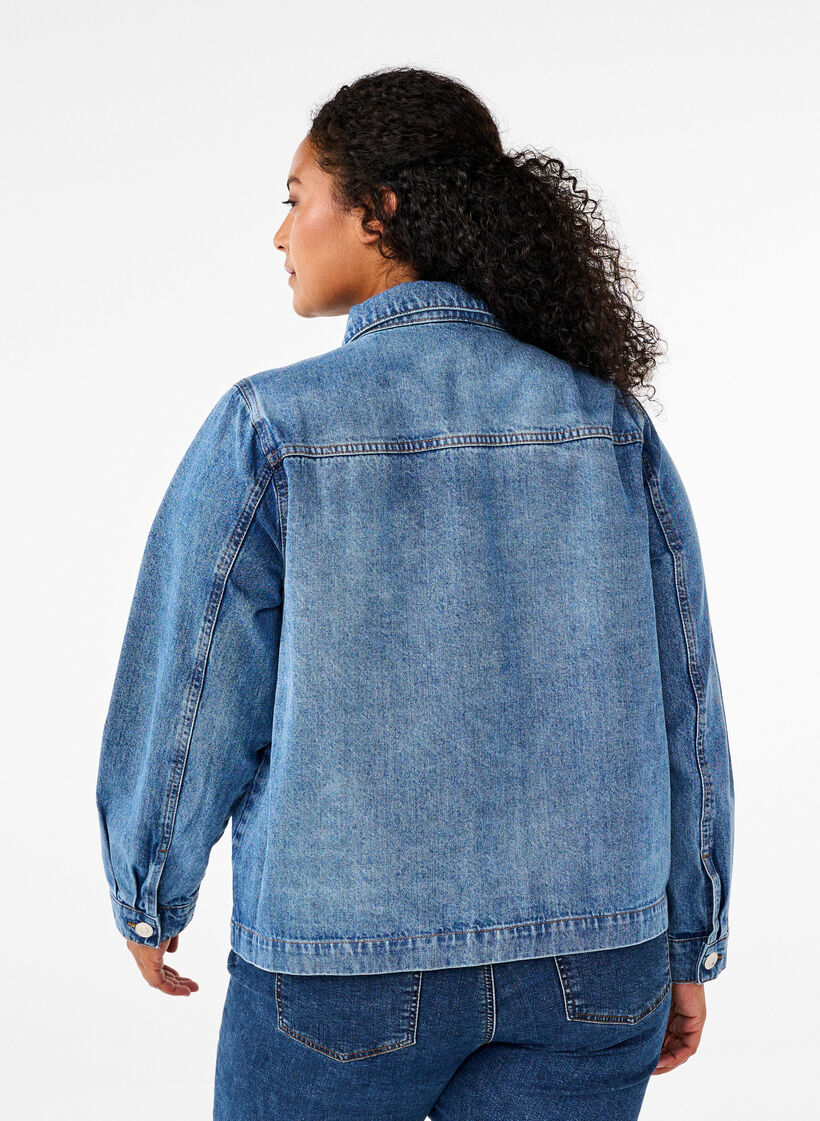Hemdjacke aus Denim mit Taschen, Blue Denim, Model image number 1