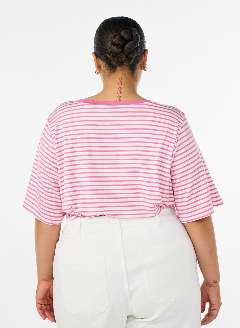 Gestreiftes T-Shirt aus TENCEL&trade; Lyocell, Pink, Model image number 2
