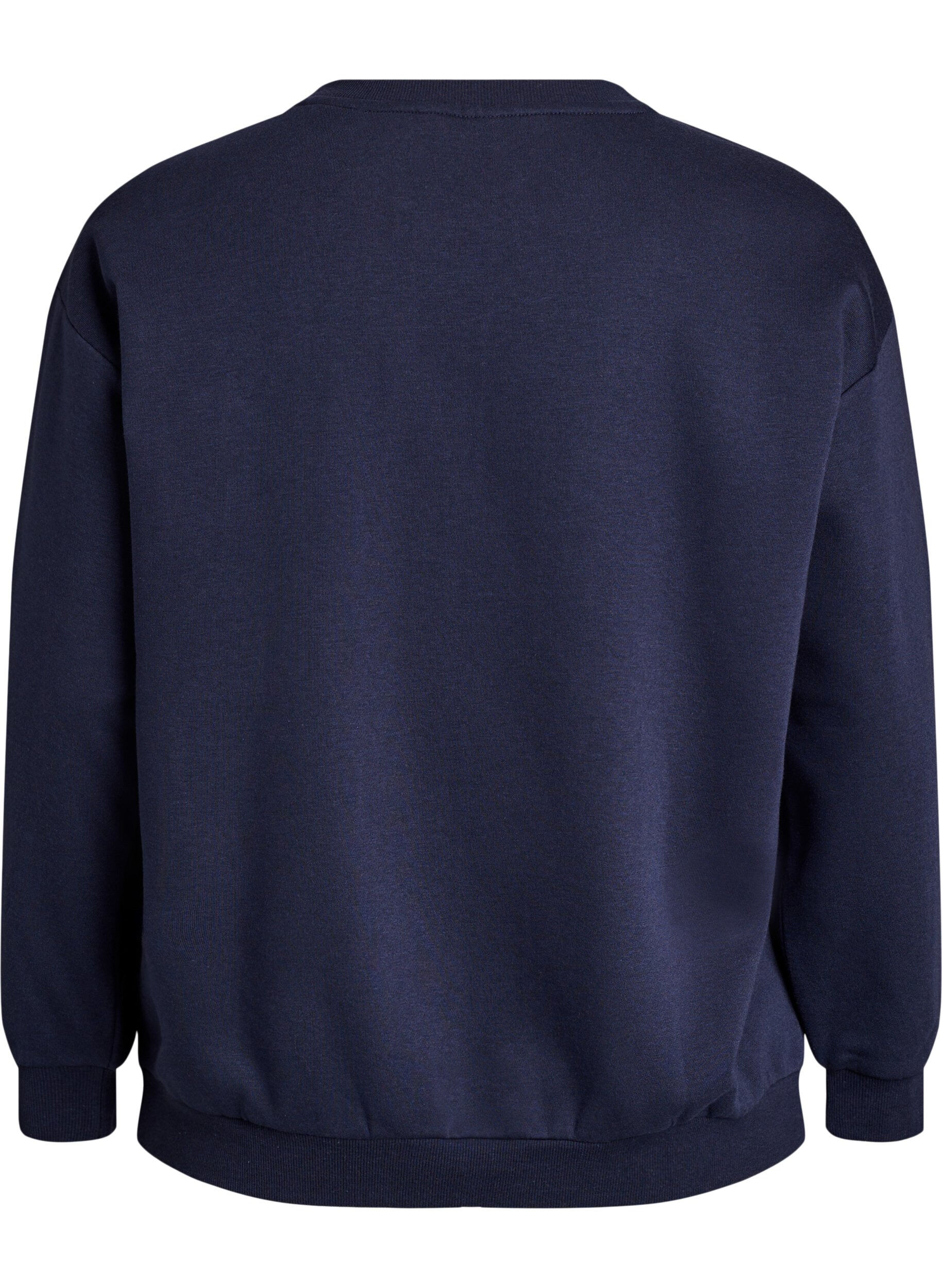 Zizzi Sweatshirt mit Statement-Detail, Blau, Packshot image number 1