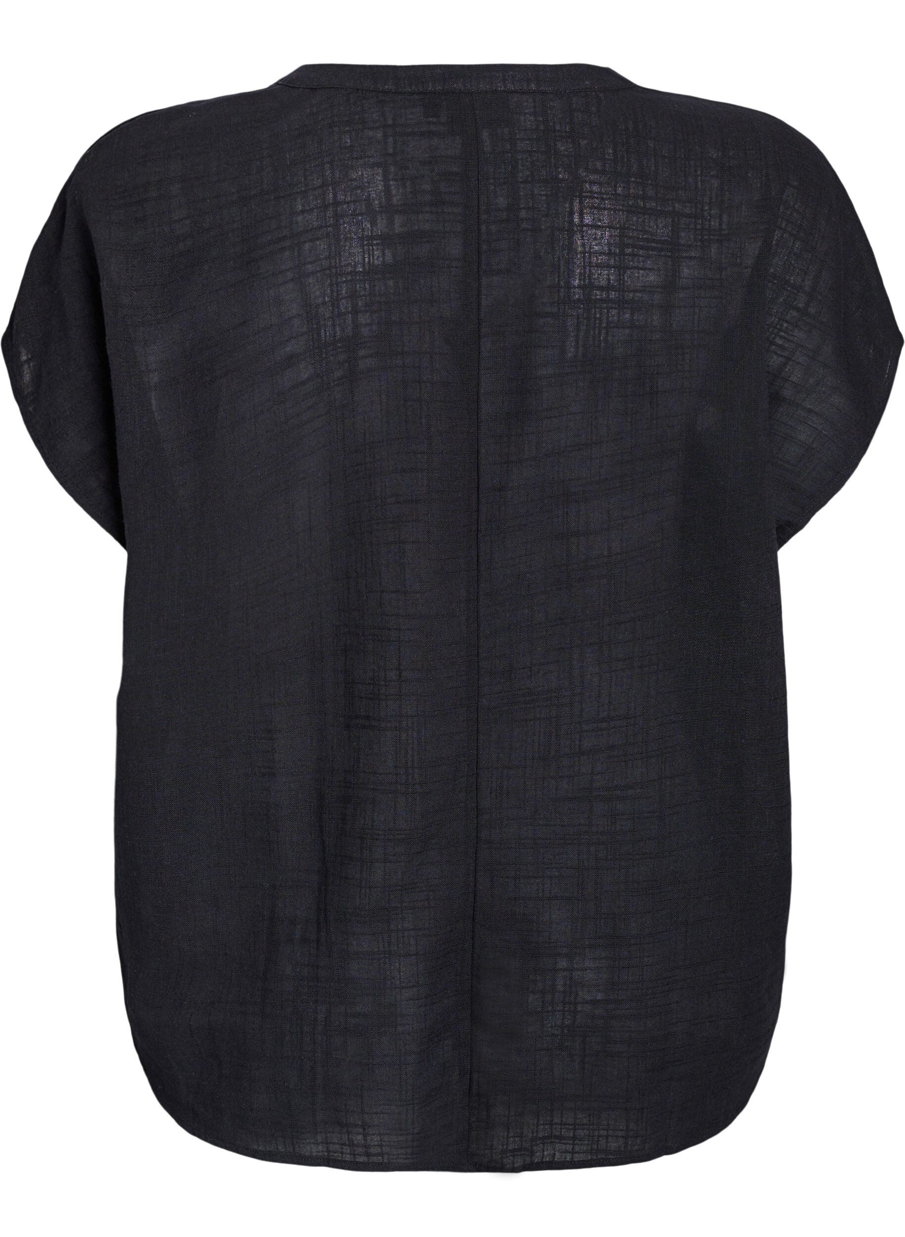 Zizzi Lockere Bluse mit angeschnittenen &Auml;rmeln, Schwarz, Packshot image number 1