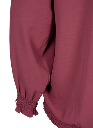 Einfarbige gesmokte Bluse mit langen Ärmeln, Dry Rose, Packshot image number 3