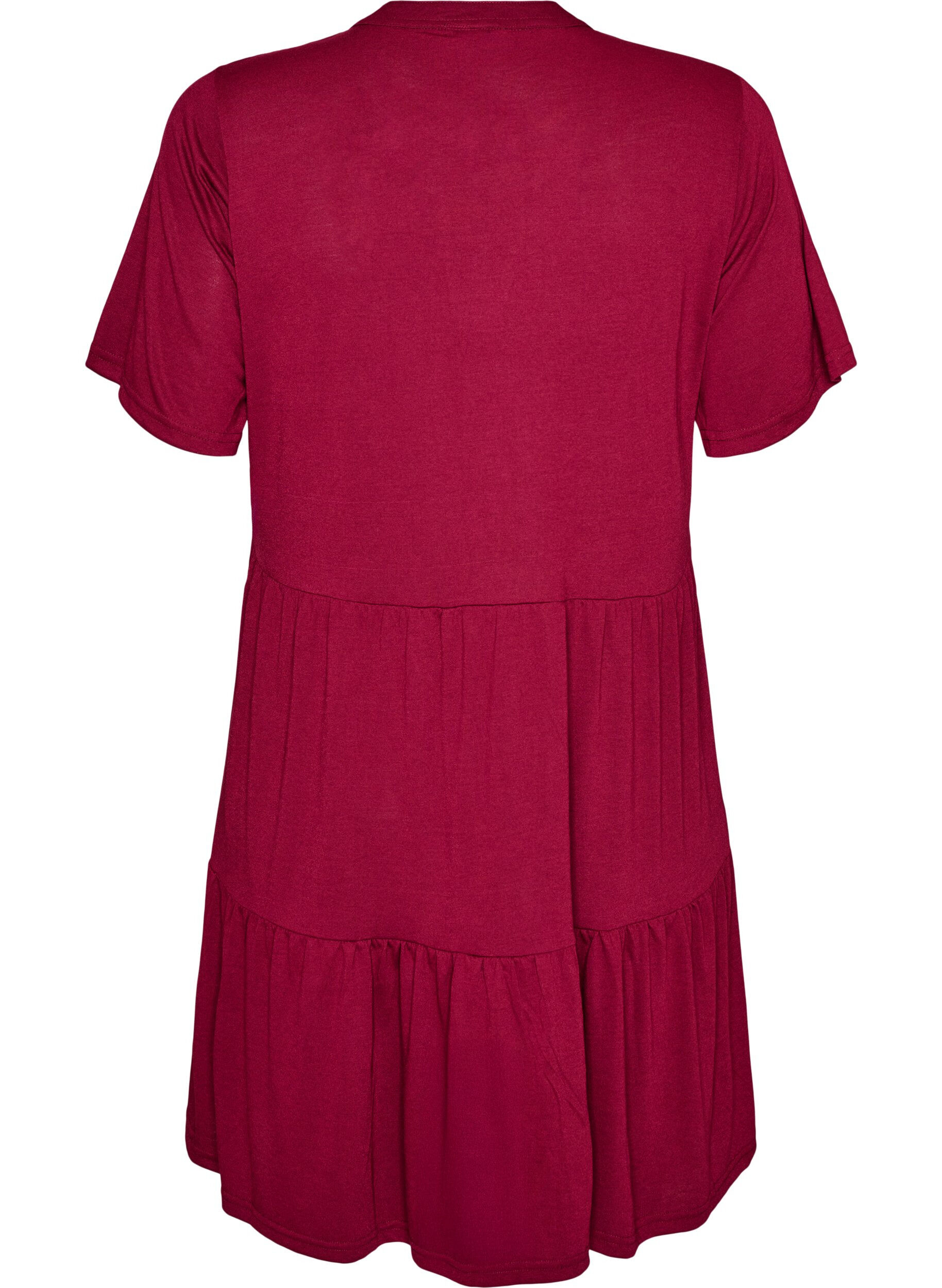 ZizziJerseykleid mit Spitzendetails und mehrlagigem Rock, Rot, Packshot image number 1