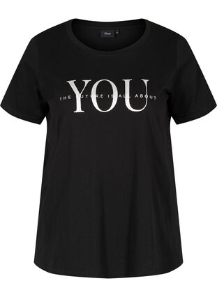 T-Shirt aus Bio-Baumwolle mit Print, Black You, Packshot image number 0
