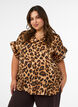Bluse mit Leopardenmuster und R&uuml;schendetails, Braun, Model image number 0