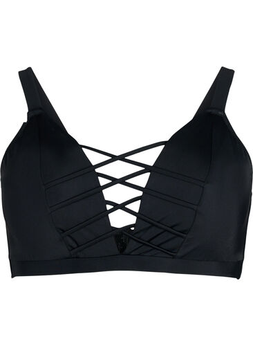 Bikini-Top mit String-Details, Black, Packshot image number 0