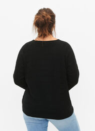 Gestrickte Bluse mit ton-auf-Ton Streifen, Black, Model