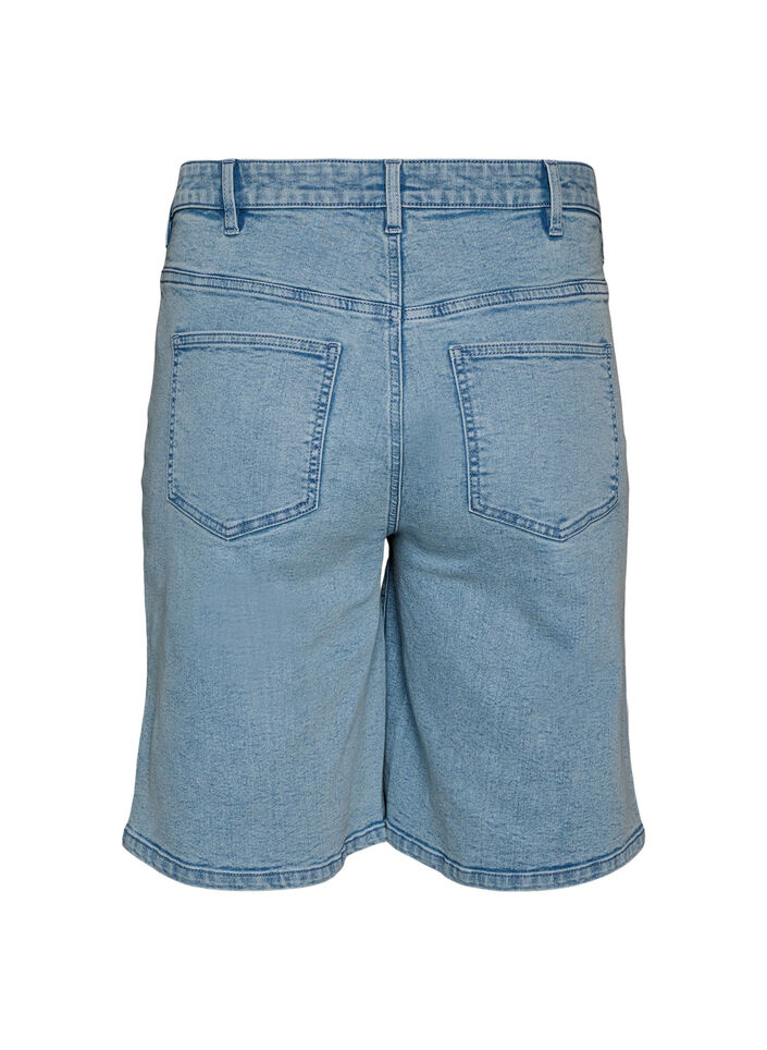 Locker sitzende Jeansshorts mit hoher Taille, Blau, Packshot image number 1