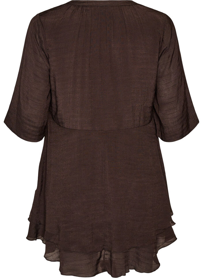 A-Linien-Kleid mit gestuften R&uuml;schen, Braun, Packshot image number 1