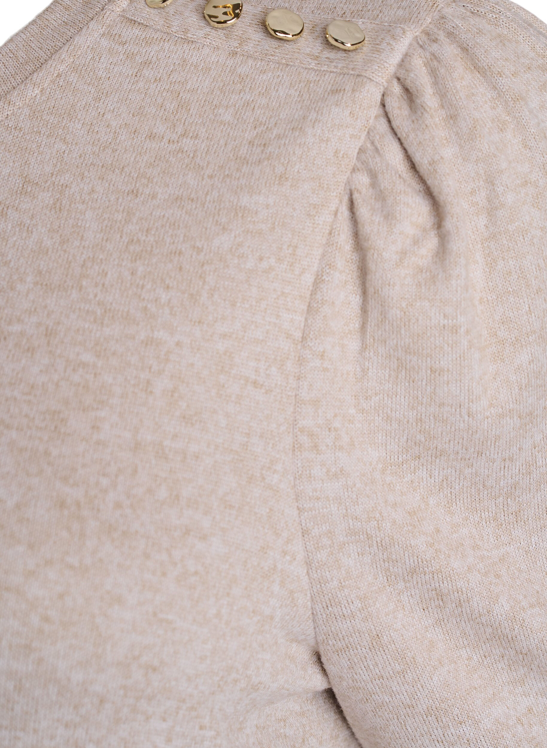 Zizzi Bluse mit Knopfdetail und kurzen Puff&auml;rmeln, Beige, Packshot image number 3