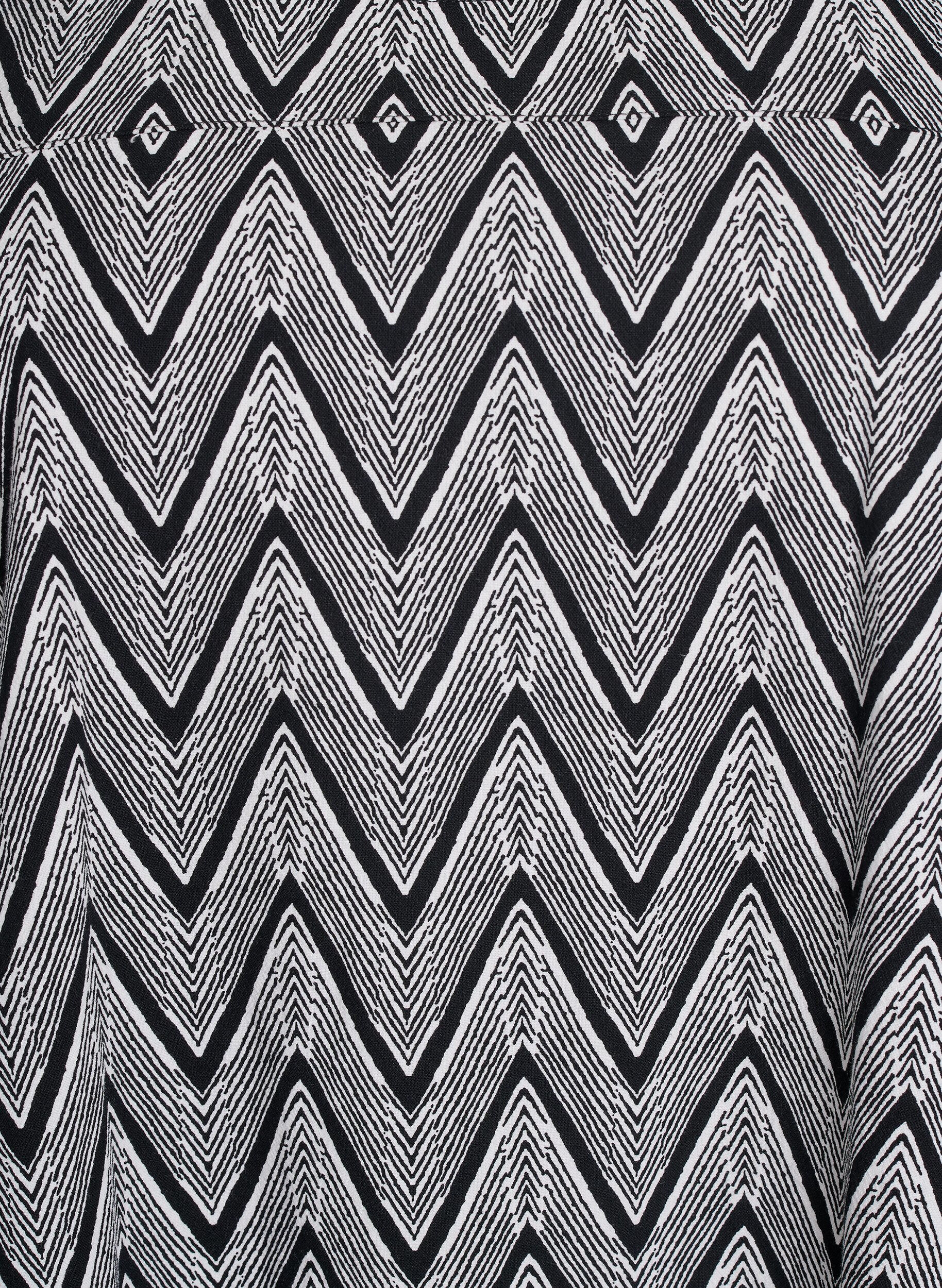 Zizzi Kurz&auml;rmliges Baumwollkleid mit Aufdruck, Schwarz, Packshot image number 2