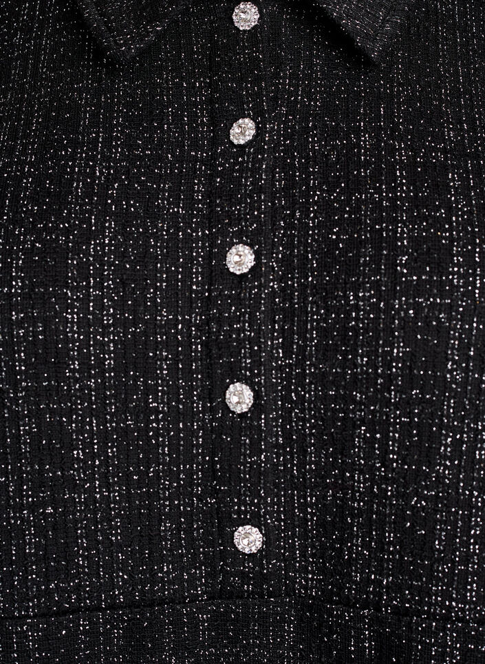 Kurzes Boucl&eacute;-Kleid mit Zierkn&ouml;pfen, Schwarz, Packshot image number 2
