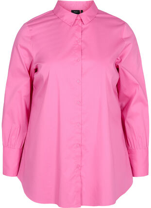 Langarm-Hemdbluse mit hohen Manschetten, Aurora Pink, Packshot image number 0