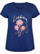 T-Shirt aus Baumwolle mit Frontprint und V-Ausschnitt, 1447, Packshot image number 0