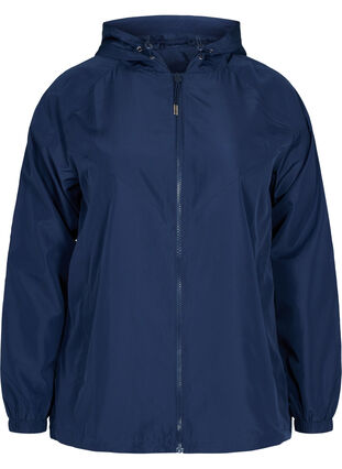 Kurze Jacke mit Kapuze und verstellbarem Saum, Navy Blazer, Packshot image number 0