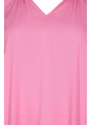 Kurzärmeliges Viskosekleid mit V-Ausschnitt, Aurora Pink, Packshot image number 2