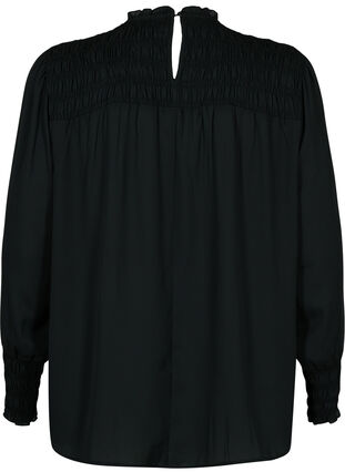 Langärmelige Bluse mit Smock, Black, Packshot image number 1