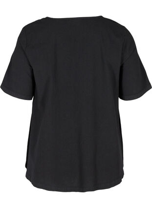 Kurzarm Bluse aus Baumwolle, Black, Packshot image number 1