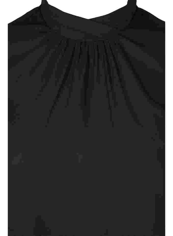 Hochgeschlossene Bluse mit langen, transparenten Ärmeln, Black, Packshot image number 2