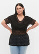 Kurzärmelige Bluse mit Rüschen, Schwarz, Model image number 0